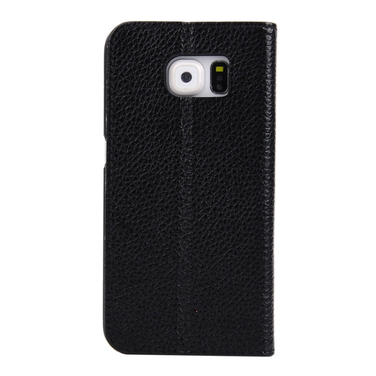 For Galaxy S6 / G920 Horizontal Flip Genuine Leather Case with Holder & Caller ID Display