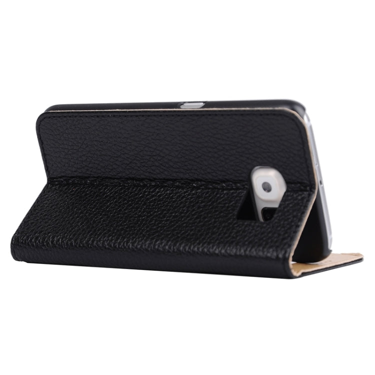 For Galaxy S6 / G920 Horizontal Flip Genuine Leather Case with Holder & Caller ID Display