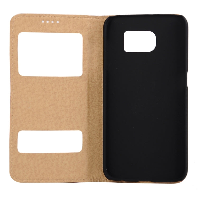 For Galaxy S6 / G920 Horizontal Flip Genuine Leather Case with Holder & Caller ID Display