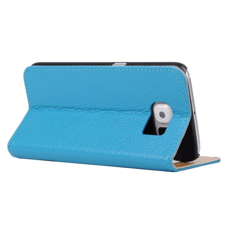For Galaxy S6 / G920 Horizontal Flip Genuine Leather Case with Holder & Caller ID Display