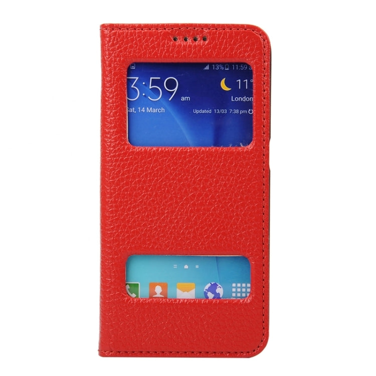 For Galaxy S6 / G920 Horizontal Flip Genuine Leather Case with Holder & Caller ID Display
