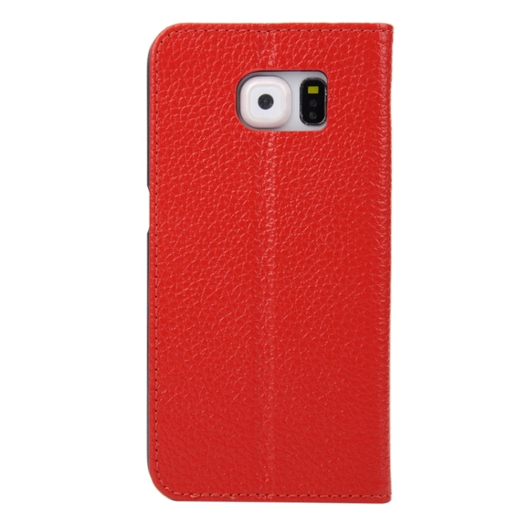 For Galaxy S6 / G920 Horizontal Flip Genuine Leather Case with Holder & Caller ID Display