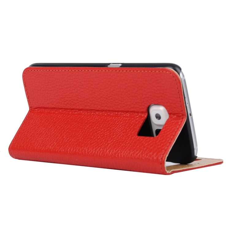 For Galaxy S6 / G920 Horizontal Flip Genuine Leather Case with Holder & Caller ID Display