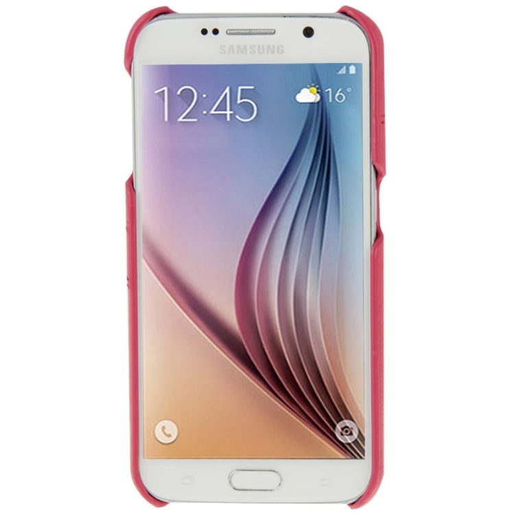 For Galaxy S6 / G920 Litchi Texture Genuine Leather Back Cover Case with Card Slots and Fashion Logo