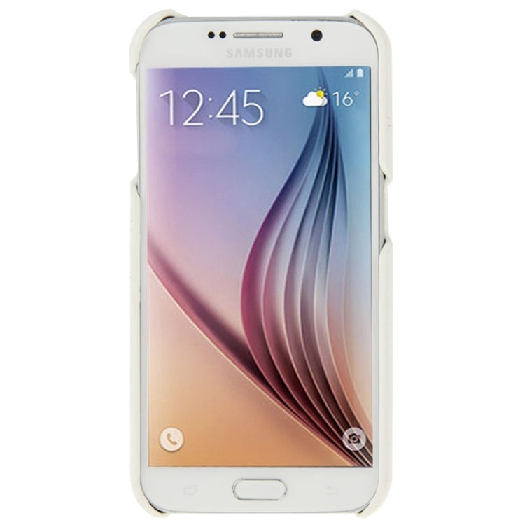 For Galaxy S6 / G920 Litchi Texture Genuine Leather Back Cover Case with Card Slots and Fashion Logo