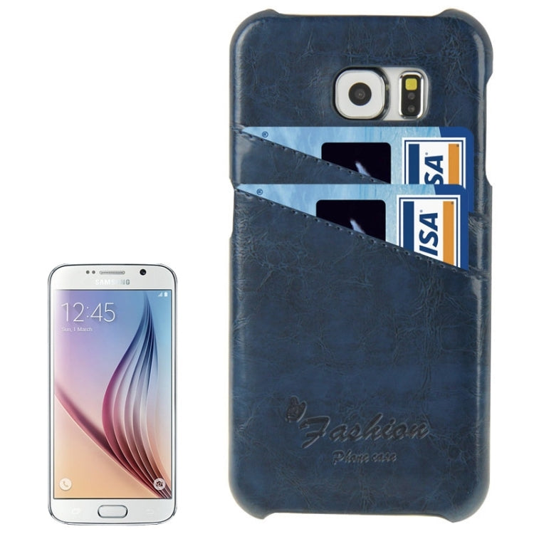 For Galaxy S6 / G920 Deluxe Retro PU Leather Back Cover Case with Card Slots with Fashion Logo