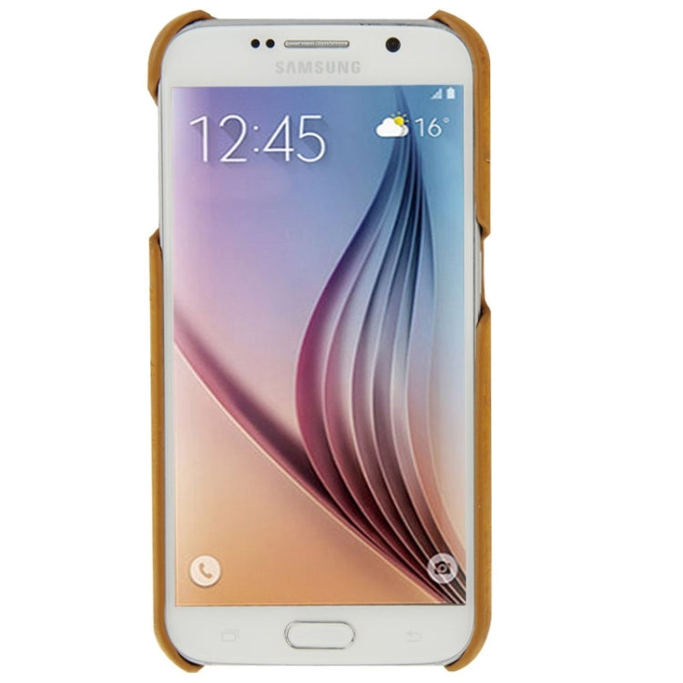 For Galaxy S6 / G920 Deluxe Retro PU Leather Back Cover Case with Card Slots with Fashion Logo