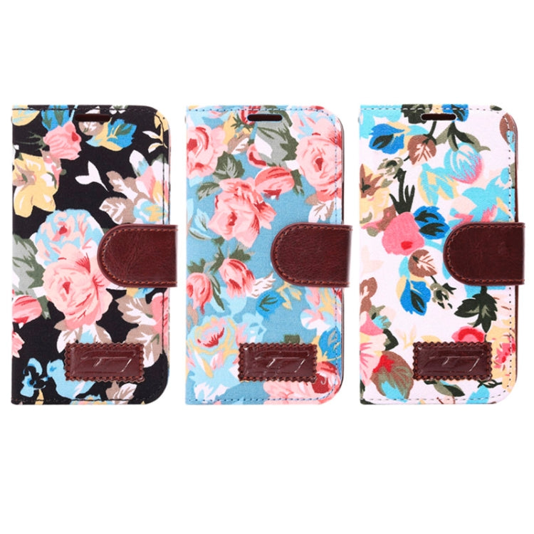 Flowers Pattern Horizontal Flip Leather Case with Card Slots & Holder for Galaxy S5 mini / G800  (Blue)