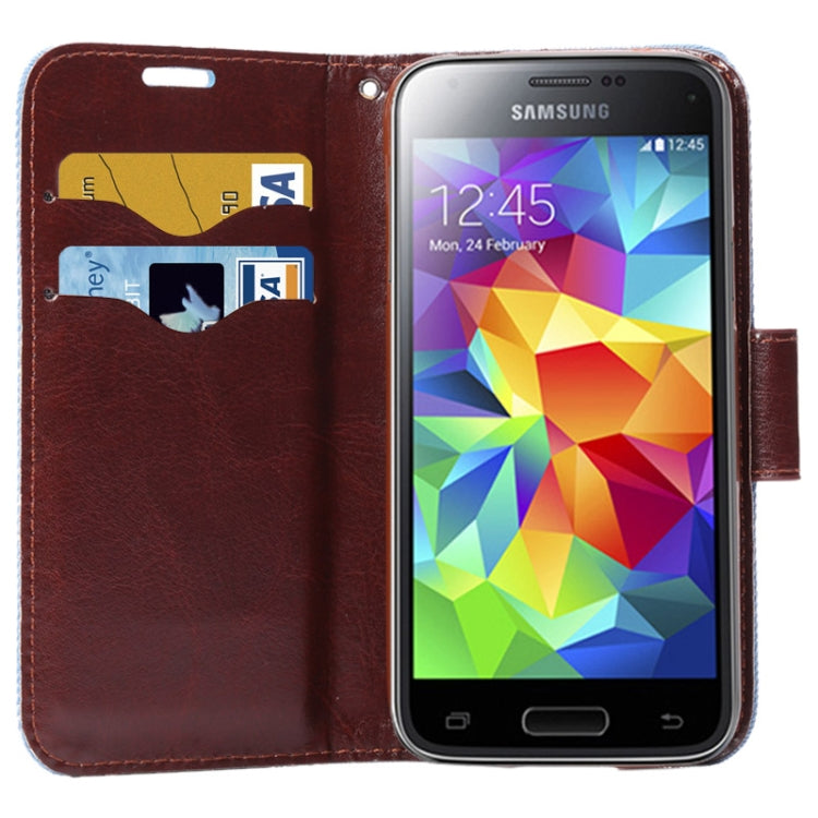 Denim Texture Horizontal Flip Leather Case with Card Slots & Holder for Galaxy S5 mini / G800(Dark Blue)