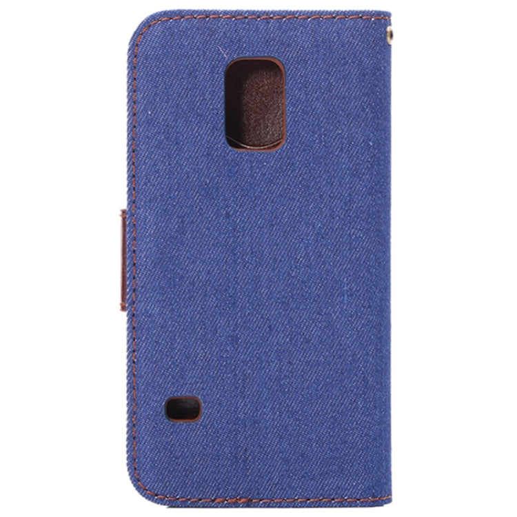 Denim Texture Horizontal Flip Leather Case with Card Slots & Holder for Galaxy S5 mini / G800(Dark Blue)