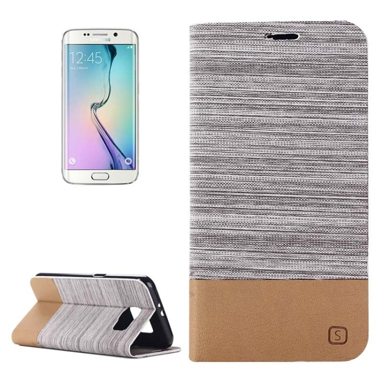 For Galaxy S6 Edge Horizontal Flip Canvas Leather Case with Card Slot & Holder (Gray)