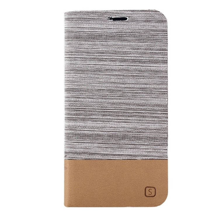 For Galaxy S6 Edge Horizontal Flip Canvas Leather Case with Card Slot & Holder (Gray)
