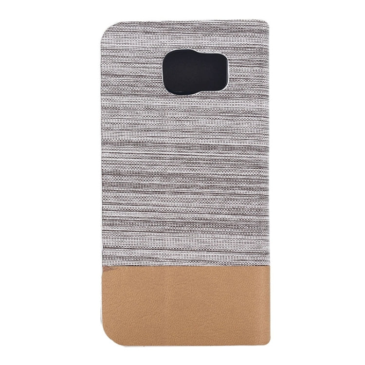 For Galaxy S6 Edge Horizontal Flip Canvas Leather Case with Card Slot & Holder (Gray)