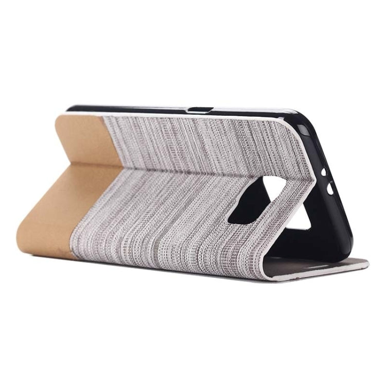 For Galaxy S6 Edge Horizontal Flip Canvas Leather Case with Card Slot & Holder (Gray)