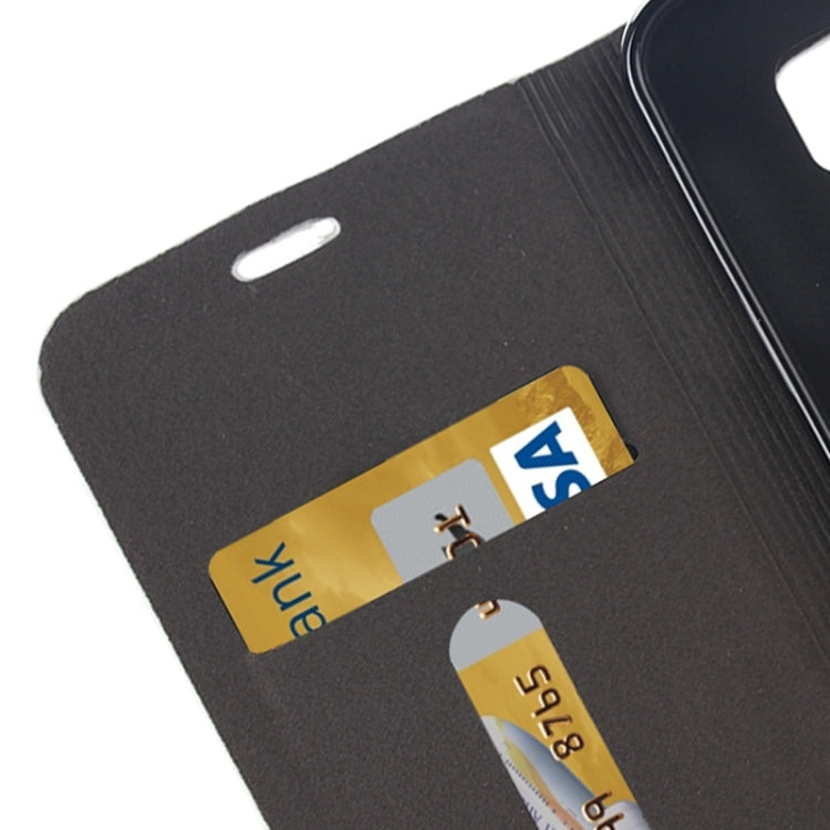 For Galaxy S6 Edge Horizontal Flip Canvas Leather Case with Card Slot & Holder (Gray)