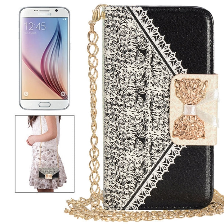 For Galaxy S6 / G920 Bowknot Wallet Style Leather Case with Chain & Card Slots