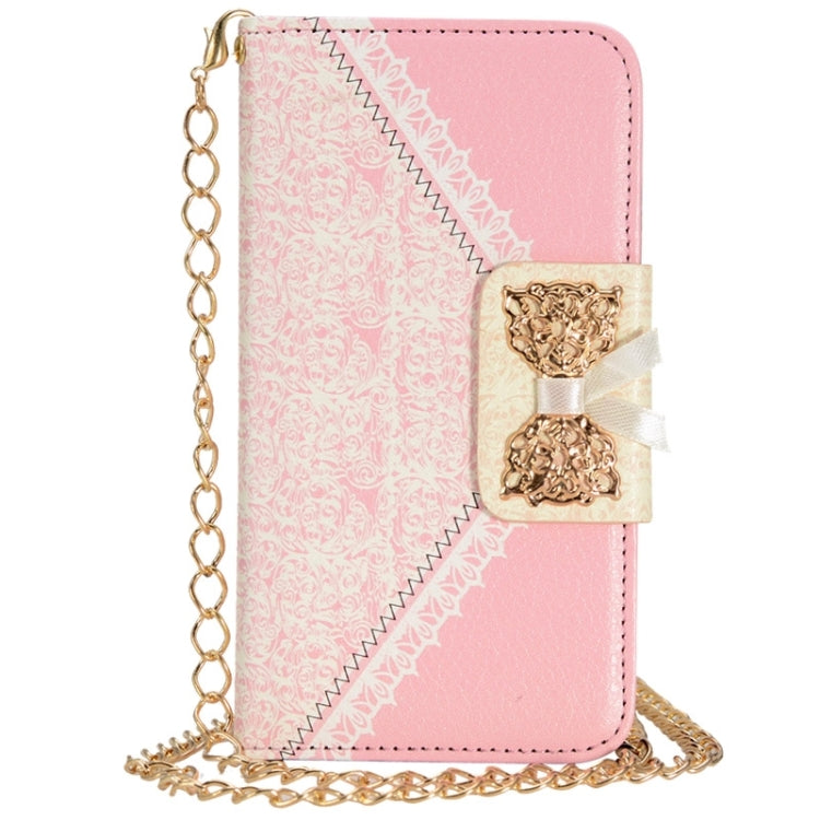For Galaxy S6 / G920 Bowknot Wallet Style Leather Case with Chain & Card Slots