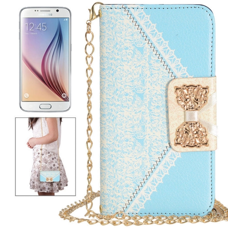 For Galaxy S6 / G920 Bowknot Wallet Style Leather Case with Chain & Card Slots