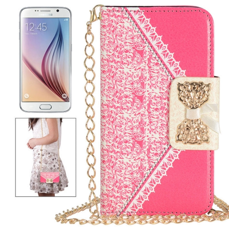 For Galaxy S6 / G920 Bowknot Wallet Style Leather Case with Chain & Card Slots