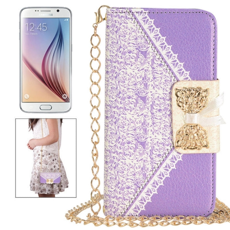 For Galaxy S6 / G920 Bowknot Wallet Style Leather Case with Chain & Card Slots