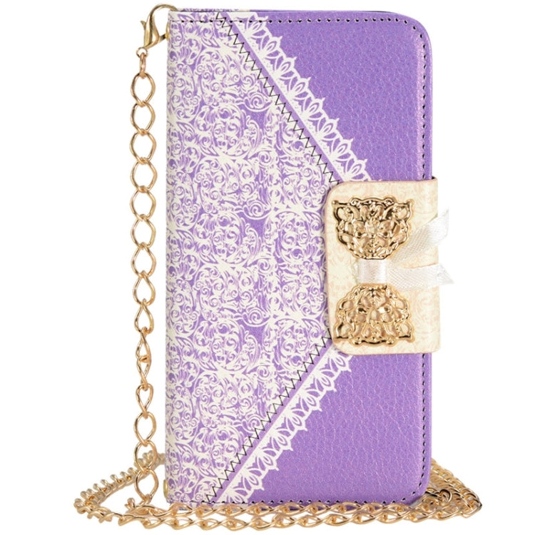 For Galaxy S6 / G920 Bowknot Wallet Style Leather Case with Chain & Card Slots