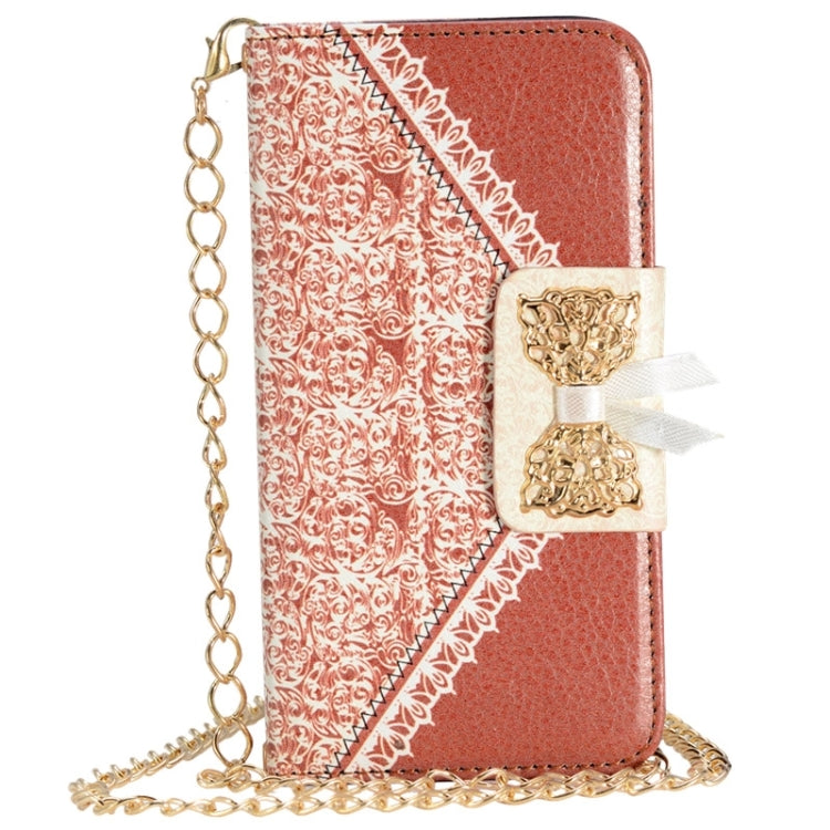 For Galaxy S6 / G920 Bowknot Wallet Style Leather Case with Chain & Card Slots