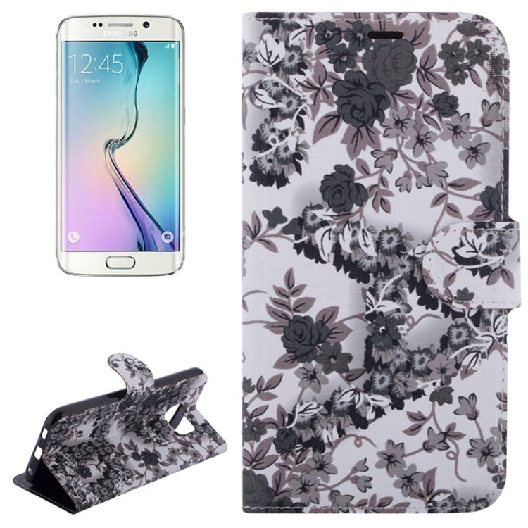 For Galaxy S6 / G920 Flowers Pattern Horizontal Flip Magnetic Buckle Leather Case with Card Slots & Holder
