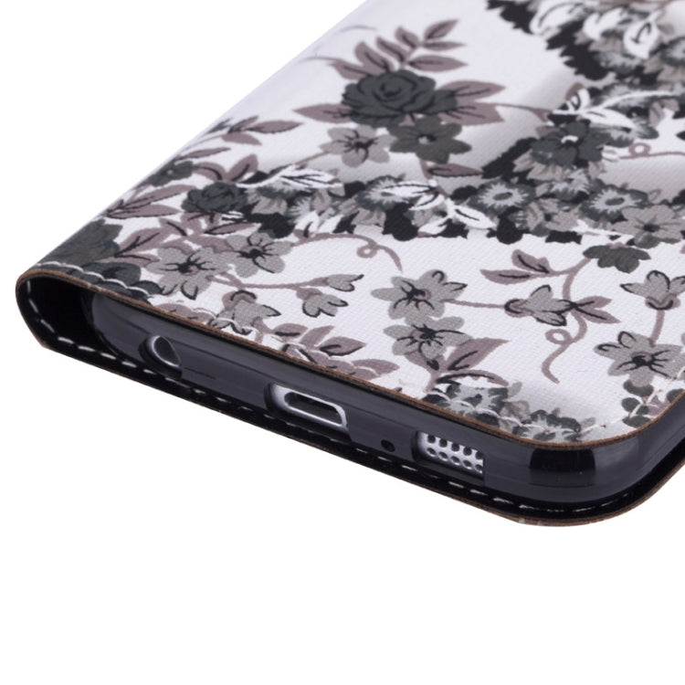 For Galaxy S6 / G920 Flowers Pattern Horizontal Flip Magnetic Buckle Leather Case with Card Slots & Holder