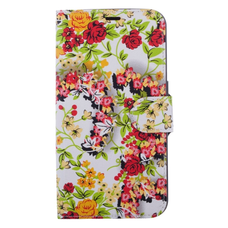 For Galaxy S6 / G920 Flowers Pattern Horizontal Flip Magnetic Buckle Leather Case with Card Slots & Holder
