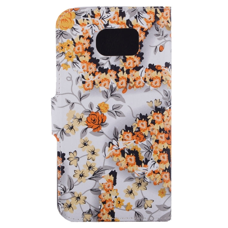For Galaxy S6 / G920 Flowers Pattern Horizontal Flip Magnetic Buckle Leather Case with Card Slots & Holder