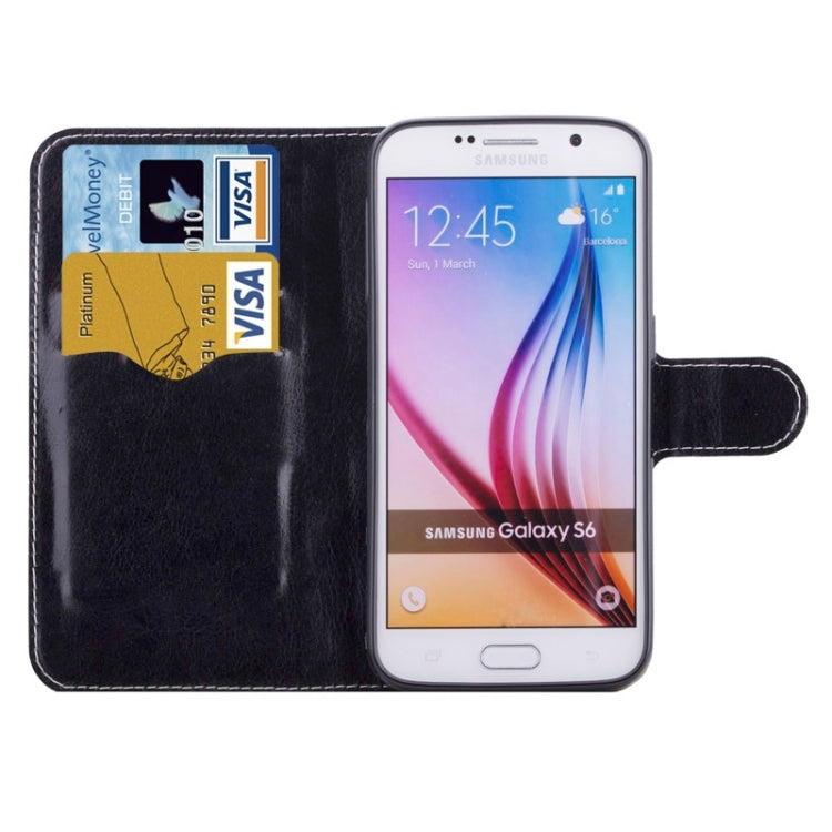 For Galaxy S6 / G920 Flowers Pattern Horizontal Flip Magnetic Buckle Leather Case with Card Slots & Holder