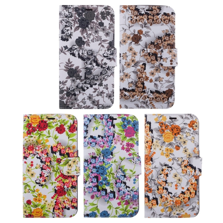 For Galaxy S6 / G920 Flowers Pattern Horizontal Flip Magnetic Buckle Leather Case with Card Slots & Holder