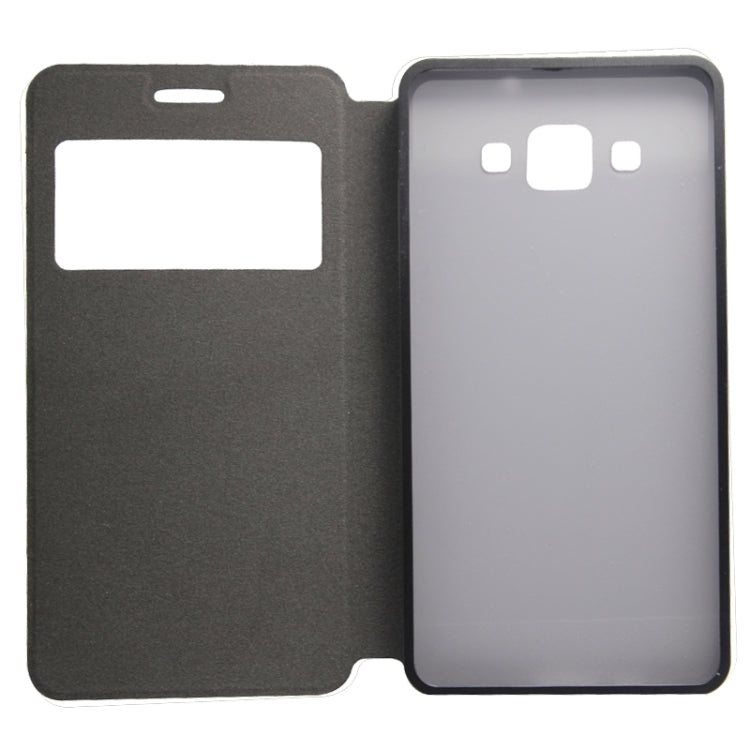 2 in 1 Metal Bumper Frame Horizontal Flip Leather Case with Caller ID Display and Holder for Galaxy A5 / A500F
