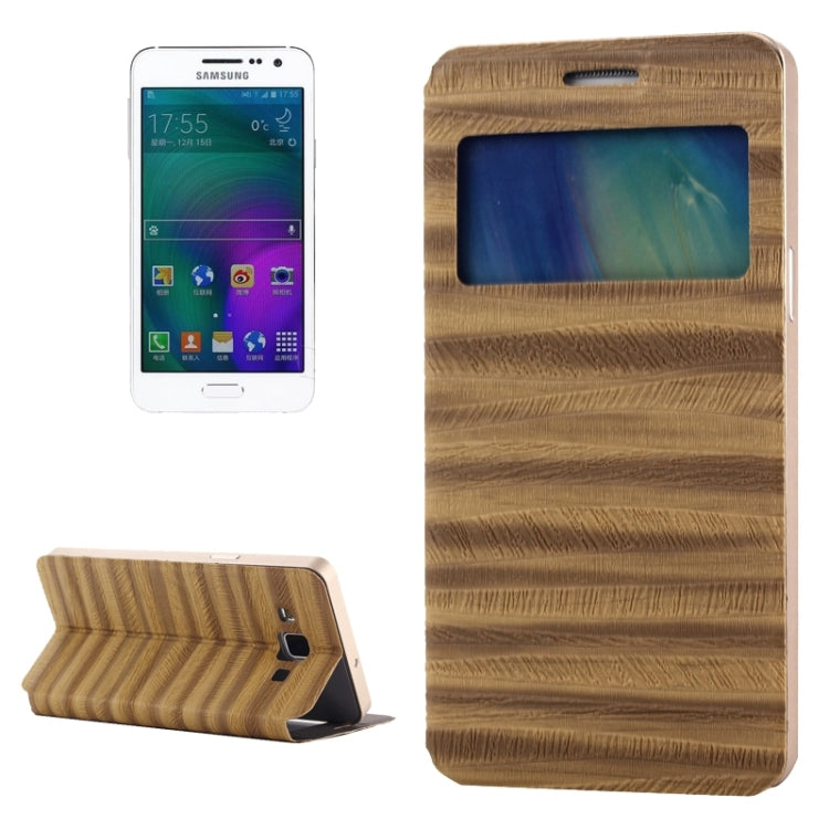 2 in 1 Metal Bumper Frame Horizontal Flip Leather Case with Caller ID Display and Holder for Galaxy A5 / A500F