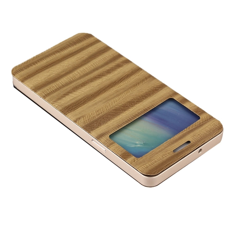 2 in 1 Metal Bumper Frame Horizontal Flip Leather Case with Caller ID Display and Holder for Galaxy A5 / A500F