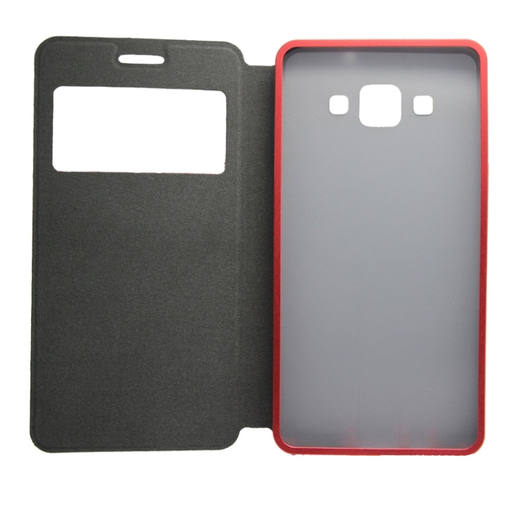 2 in 1 Metal Bumper Frame Horizontal Flip Leather Case with Caller ID Display and Holder for Galaxy A5 / A500F