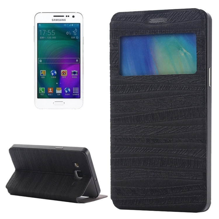 2 in 1 Metal Bumper Frame Horizontal Flip Leather Case with Caller ID Display and Holder for Galaxy A3 / A300F