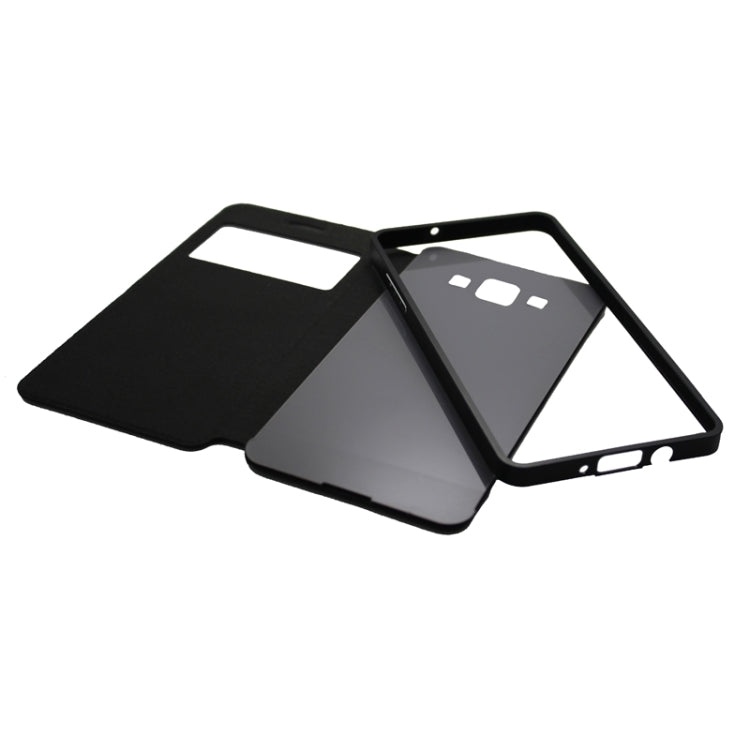 2 in 1 Metal Bumper Frame Horizontal Flip Leather Case with Caller ID Display and Holder for Galaxy A3 / A300F