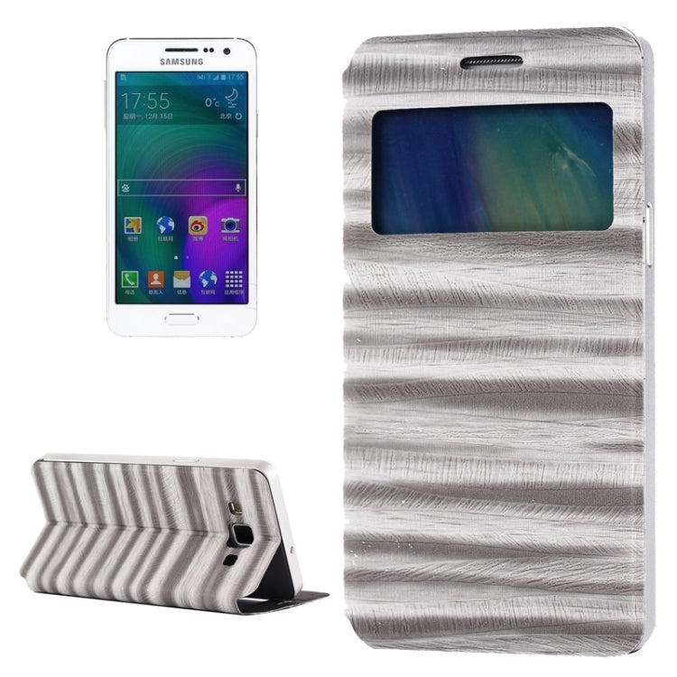 2 in 1 Metal Bumper Frame Horizontal Flip Leather Case with Caller ID Display and Holder for Galaxy A3 / A300F