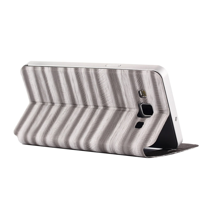 2 in 1 Metal Bumper Frame Horizontal Flip Leather Case with Caller ID Display and Holder for Galaxy A3 / A300F