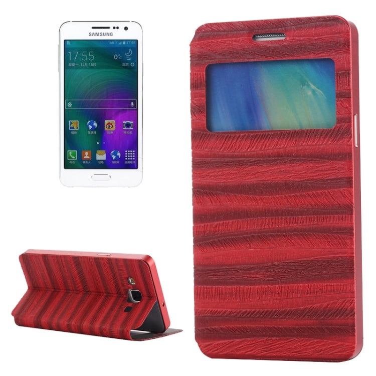 2 in 1 Metal Bumper Frame Horizontal Flip Leather Case with Caller ID Display and Holder for Galaxy A3 / A300F