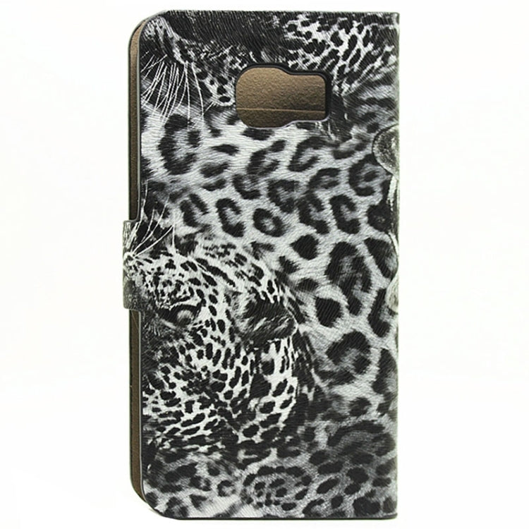 leopard Texture Horizontal Flip Magnetic Buckle Leather Case with Card Slots & Holder for Galaxy S6