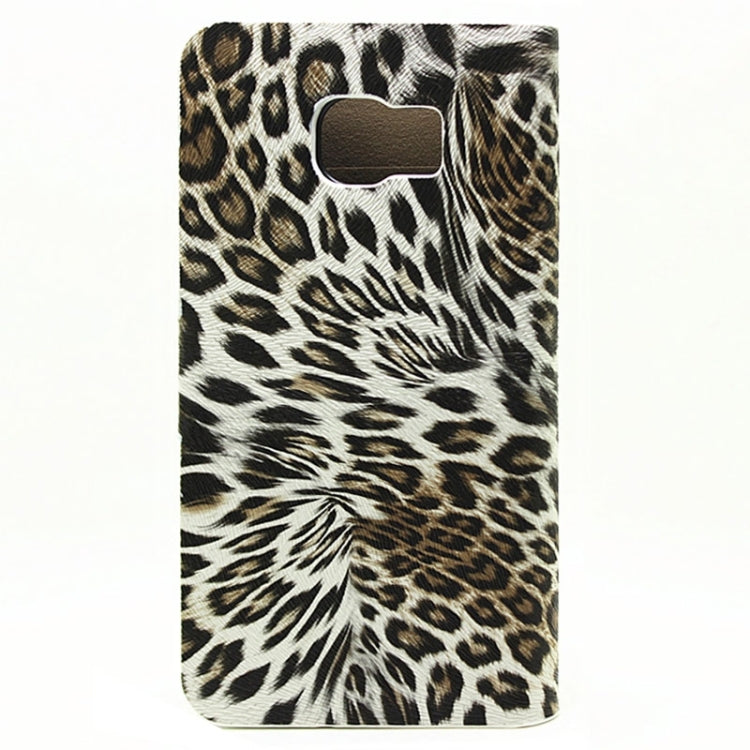 leopard Texture Horizontal Flip Magnetic Buckle Leather Case with Card Slots & Holder for Galaxy S6
