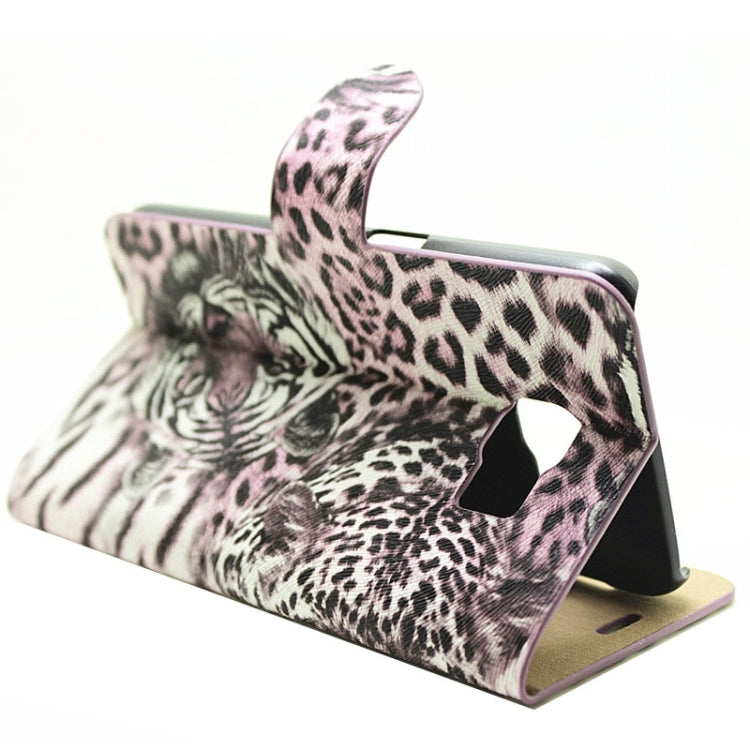 leopard Texture Horizontal Flip Magnetic Buckle Leather Case with Card Slots & Holder for Galaxy S6