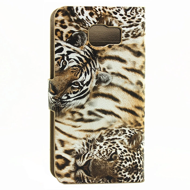 leopard Texture Horizontal Flip Magnetic Buckle Leather Case with Card Slots & Holder for Galaxy S6