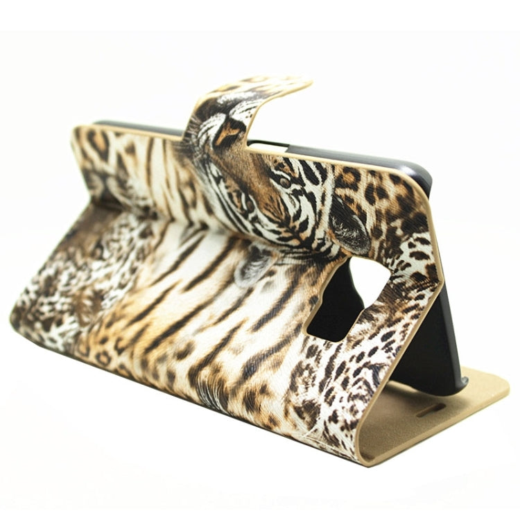 leopard Texture Horizontal Flip Magnetic Buckle Leather Case with Card Slots & Holder for Galaxy S6