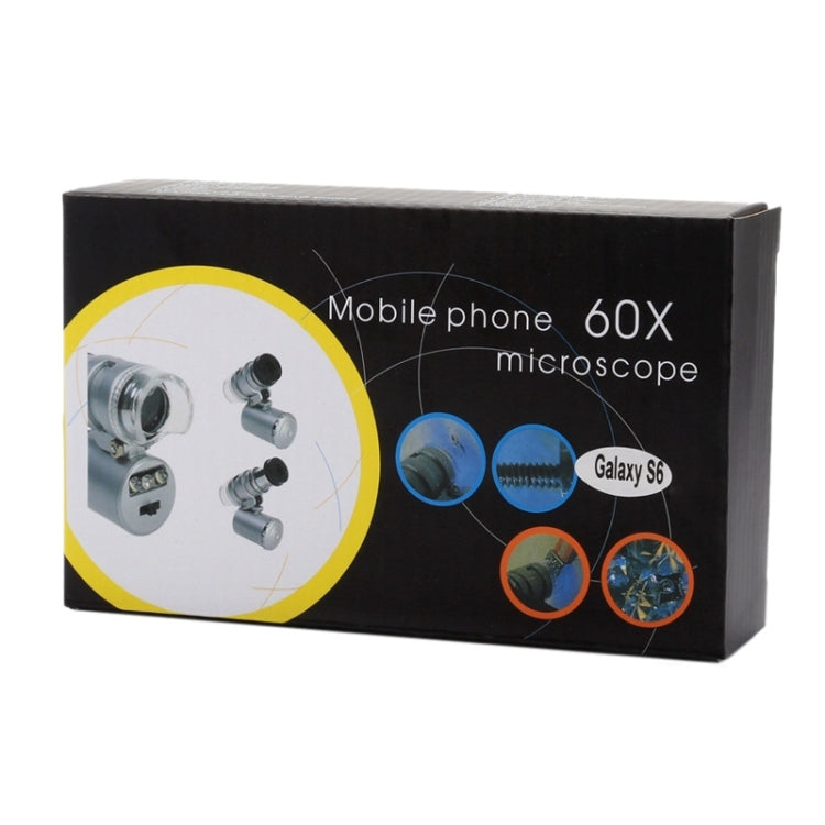 60X Zoom Microscope Magnifier with Back Cover and Light, For Galaxy S6 / G920(Black)