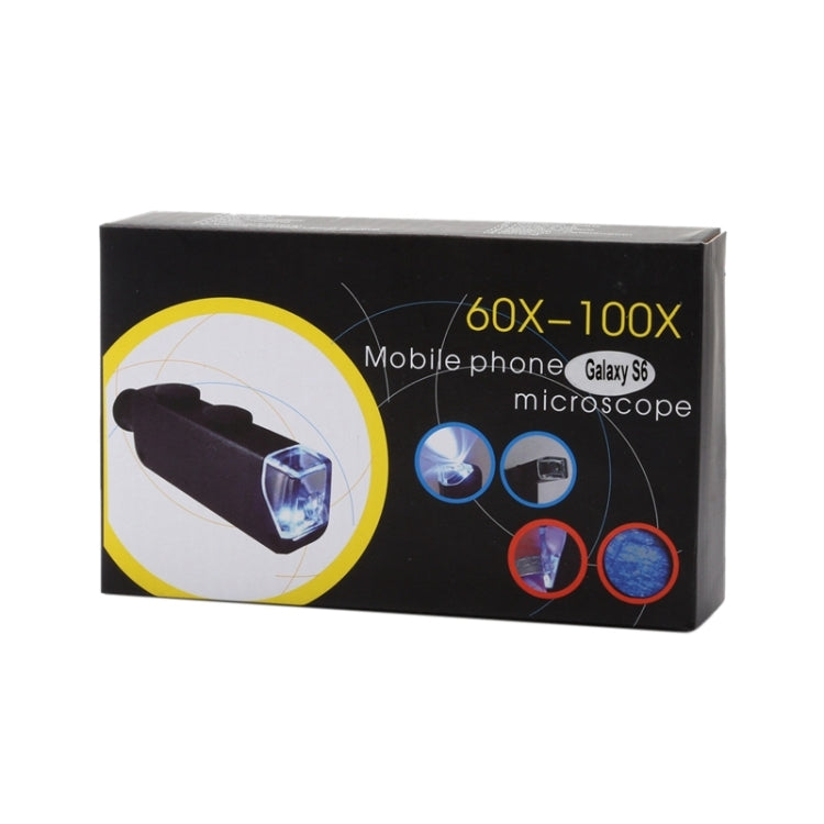 60-100X Zoom Microscope Magnifier with Back Cover and Light, For Galaxy S6 / G920(Black)