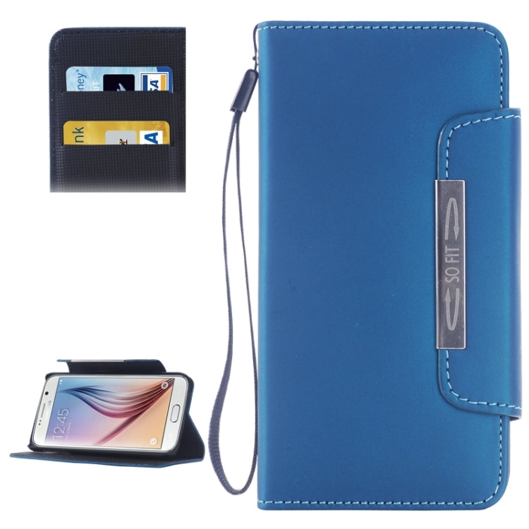 For Galaxy S6 / G920 Frosted Texture Horizontal Flip Magnetic Buckle Leather Case with Card Slots & Wallet & Holder & Lanyard
