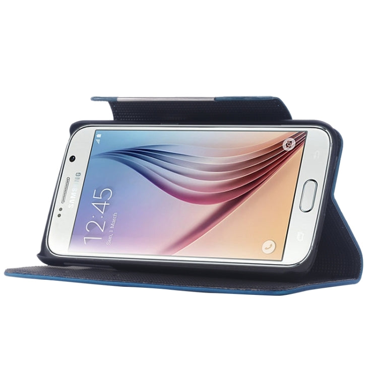 For Galaxy S6 / G920 Frosted Texture Horizontal Flip Magnetic Buckle Leather Case with Card Slots & Wallet & Holder & Lanyard